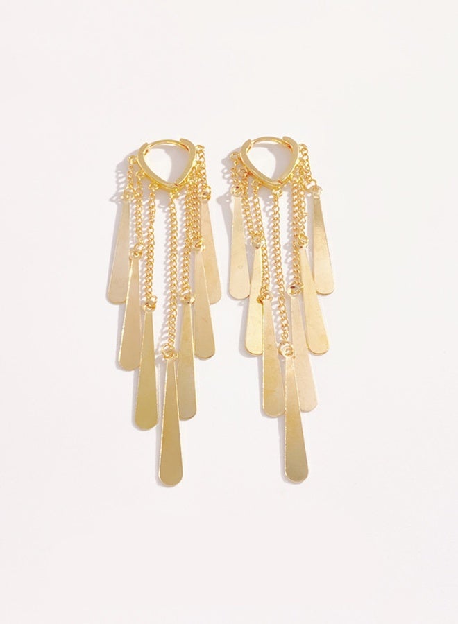Gold Plated Women's Tassel Earrings - Long Chain with Dainty Bar Pendant - Chic Elegant Versatile for Daily & Special Occasions - Image 2